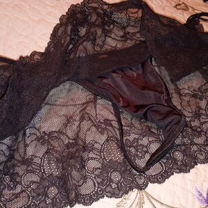 Vintage Victoria's Secret VS Y2K Thong Mini Skirt Lingerie Panties Panty Lace L